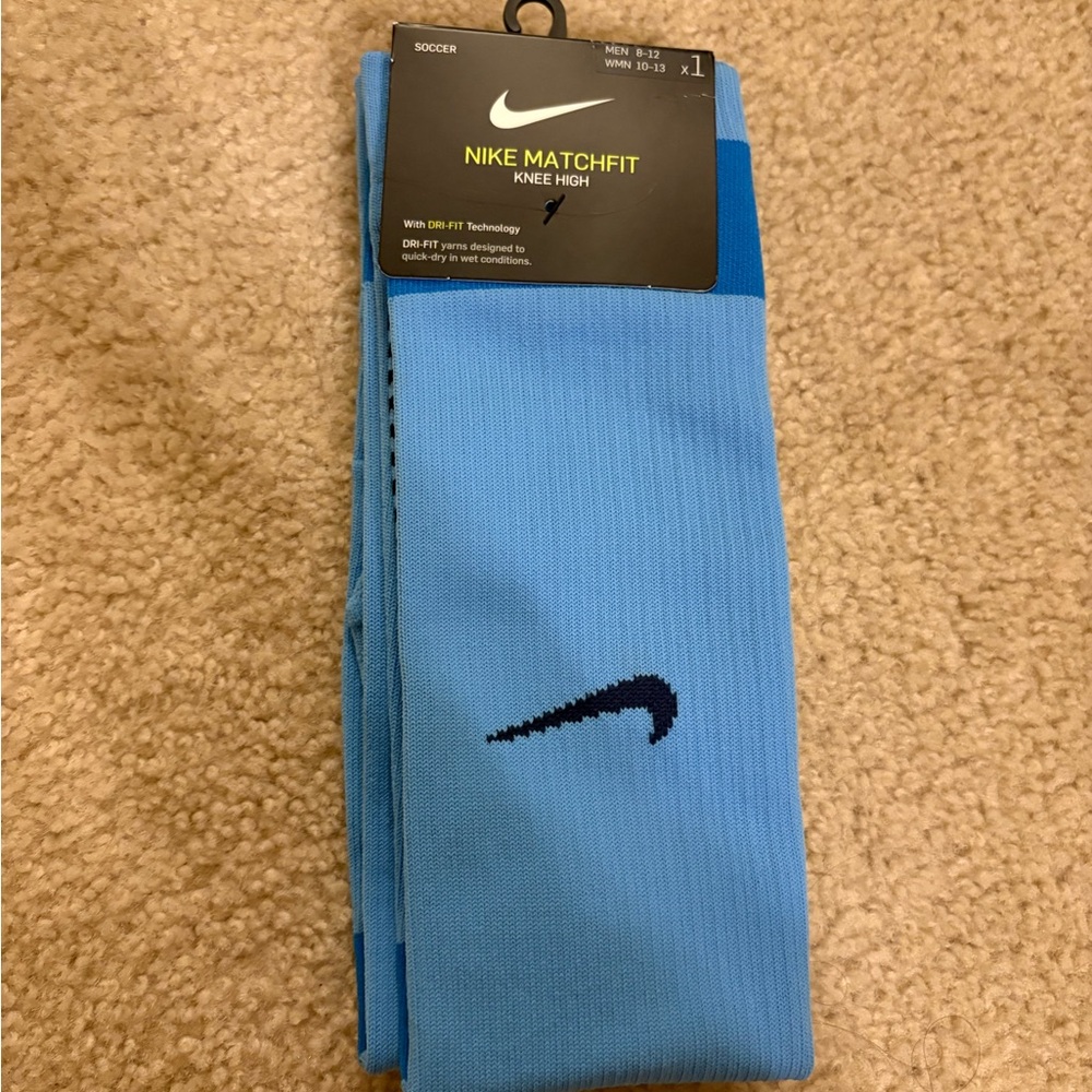 Nike MatchFit Knee High Soccer Socks - Light Blue